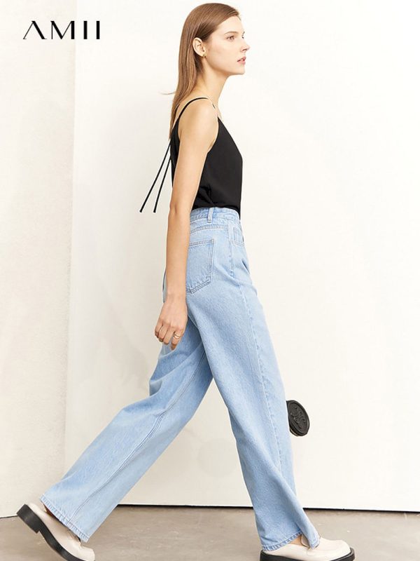 Pantalones vaqueros minimalistas de algodón para mujer