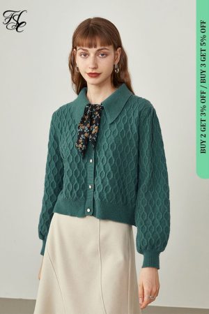 Suéteres cortos verde para mujer