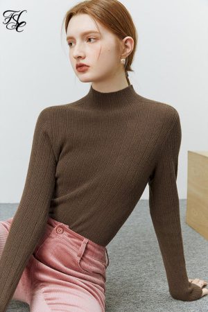 Suéteres de lana con cuello medio alto para mujer