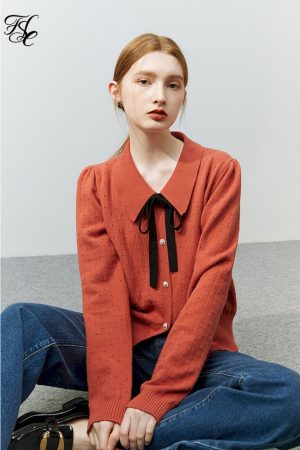 Suéteres de punto con cuello peter pan para mujer