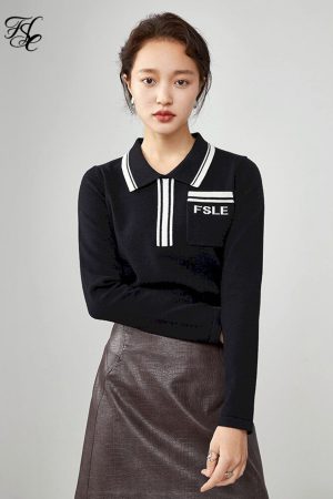 Suéteres grueso de estilo universitario para mujer