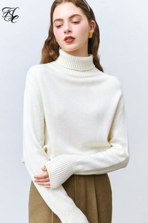 Suéteres holgado de cuello alto para mujer