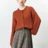 Suéteres retro de lana con cuello redondo para mujer