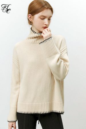 Suéteres suelto de cuello alto para mujer