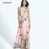 Verano mujer gasa halter maxi Vestidos floral talla grande boho vestidos de playa casual verde Vesti