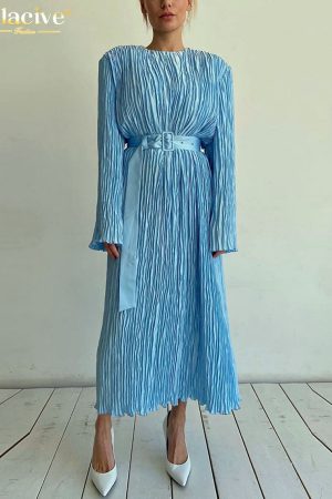 Vestidos azul de manga larga para mujer