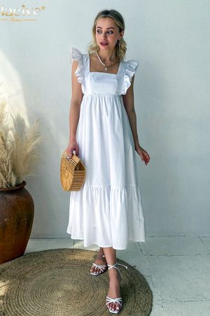Vestidos blanco holgado de verano para mujer
