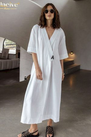 Vestidos blanco suelto de verano para mujer
