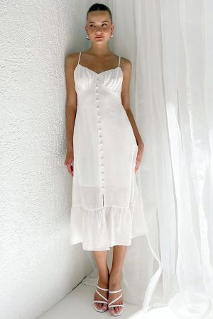 Vestidos blancos sexis de cintura alta para mujer