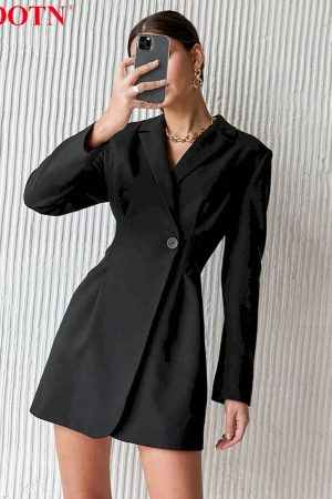 Vestidos camisero negro de oficina para mujer