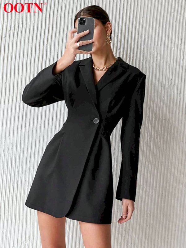 Vestidos camisero negro de oficina para mujer