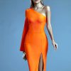 Vestidos ceñido naranja elegante para mujer