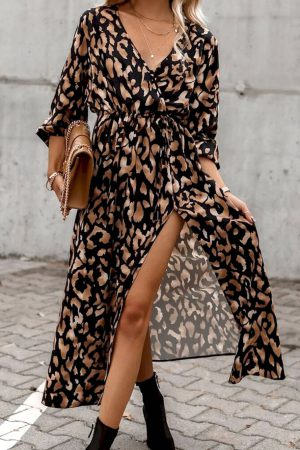 Vestidos con estampado de rayas de leopardo para mujer