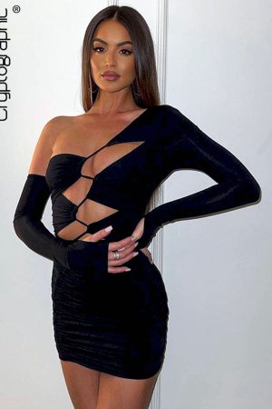 Vestidos cortos ajustado de manga larga para mujer