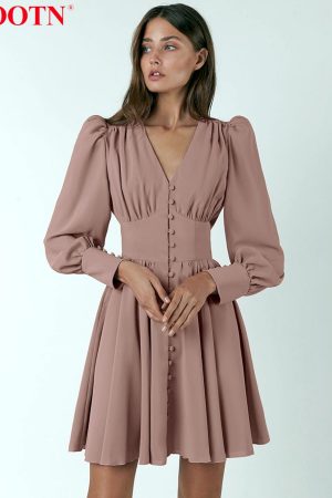 Vestidos cortos con manga abombada para mujer