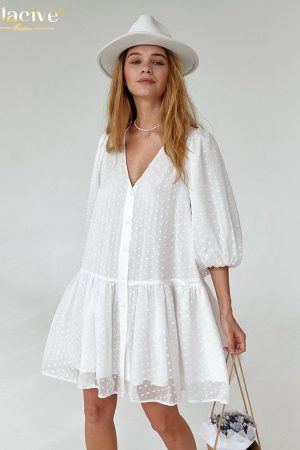 Vestidos cortos holgado con manga abombada para mujer