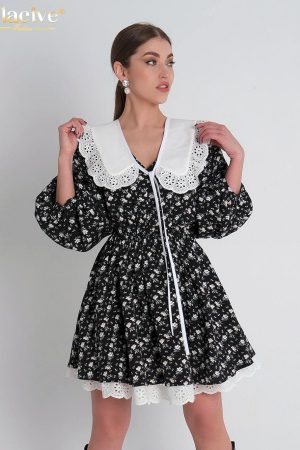 Vestidos cortos holgado con manga abullonada para mujer