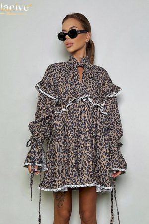 Vestidos cortos informal holgado con volantes para mujer