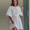 Vestidos cortos informal holgado de algodón para mujer