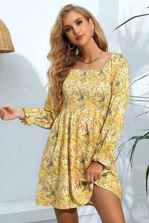 Vestidos cortos informal vintage con estampado floral para mujer
