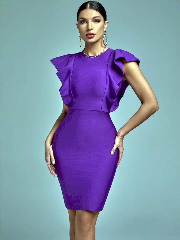 Vestidos de vendaje púrpura para mujer