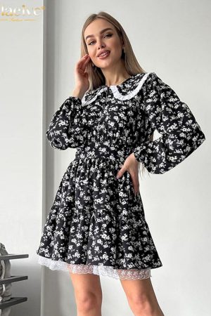 Vestidos holgado de manga larga con estampado para mujer