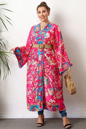 Vestidos largos tipo kimono con estampado bohemio para mujer