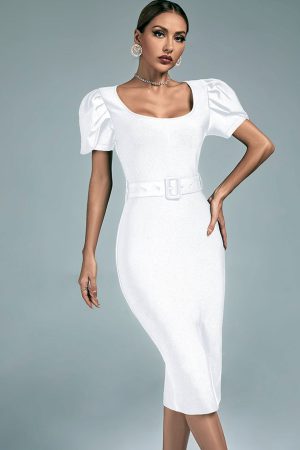 Vestidos midi blanco para mujer