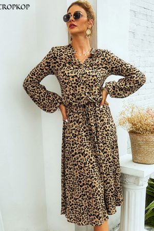 Vestidos midi de leopardo para mujer