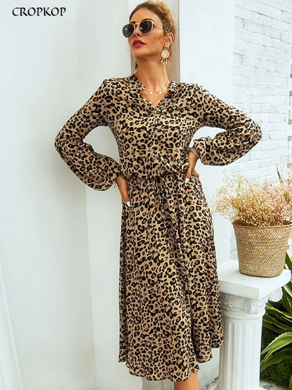 Vestidos midi de leopardo para mujer