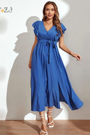 Vestidos midi informal de algodón humano para mujer