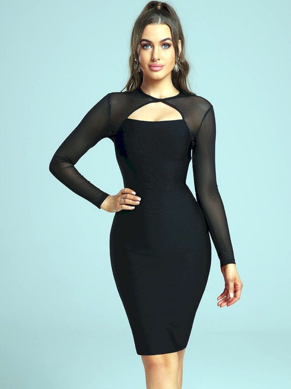 Vestidos negro de manga larga para mujer