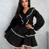 Vestidos negro holgado de manga larga para mujer