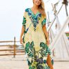 Vestidos playero bohemio de algodón con estampado para mujer