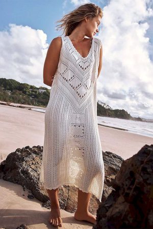 Vestidos playero de punto sin mangas para mujer