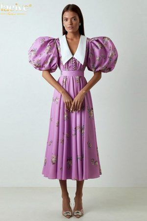 Vestidos plisado de cintura alta para mujer