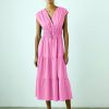 Vestidos plisado verde informal para mujer