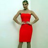 Vestidos rojo sin tirantes para mujer