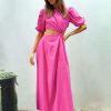 Vestidos rosa ahuecado para mujer