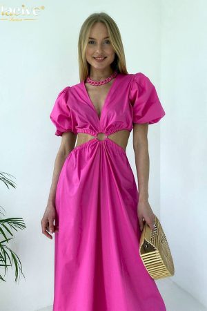 Vestidos rosa holgado de verano para mujer