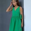 Vestidos verde con cuello en v para mujer