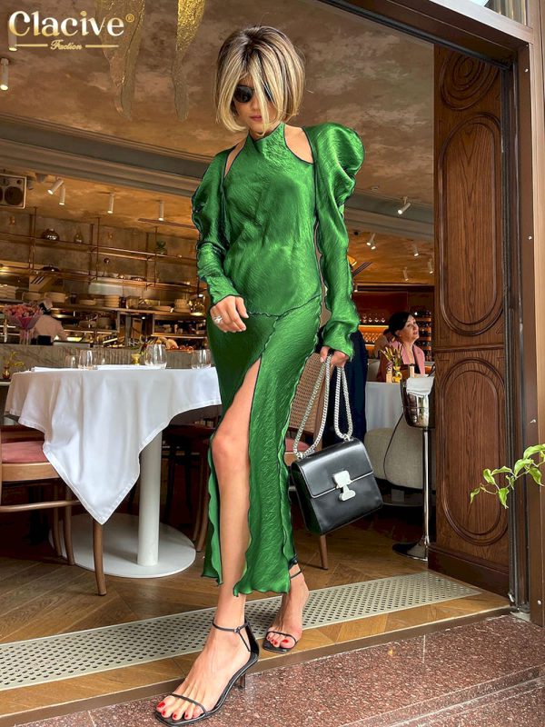 Vestidos verde elegante para mujer