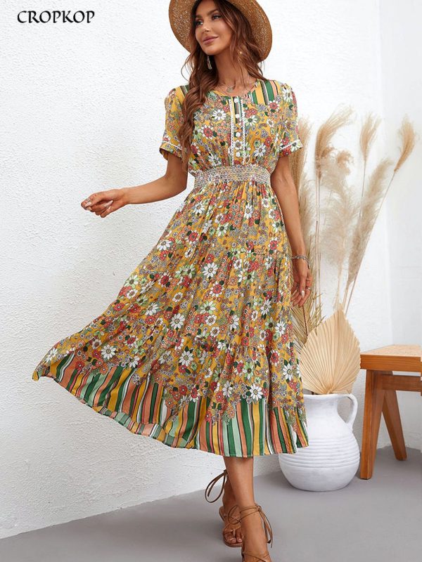 Vestidos vintage flores de verano mujer